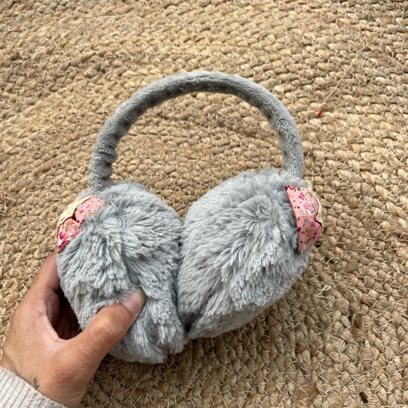 NWOT Grey Ear Muffs with Pink Lacy Bow - Picture 7 of 7